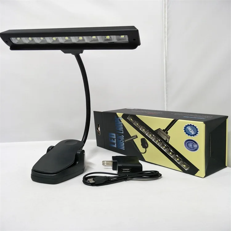 حامل النوتة الموسيقية مشبك مصباح 9LED الموسيقى مصباح مشبك كتب مصباح طاولة قابلة للضبط مصباح 3 درجة حرارة اللون 9 والعتاد 19LED حماية العين مصباح