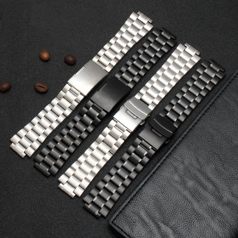 For Timex TW2R55500 T2N720 T2N721 T2N739 watches band Stainless Steel 24*16mm lug end Watchband black silver Accessories