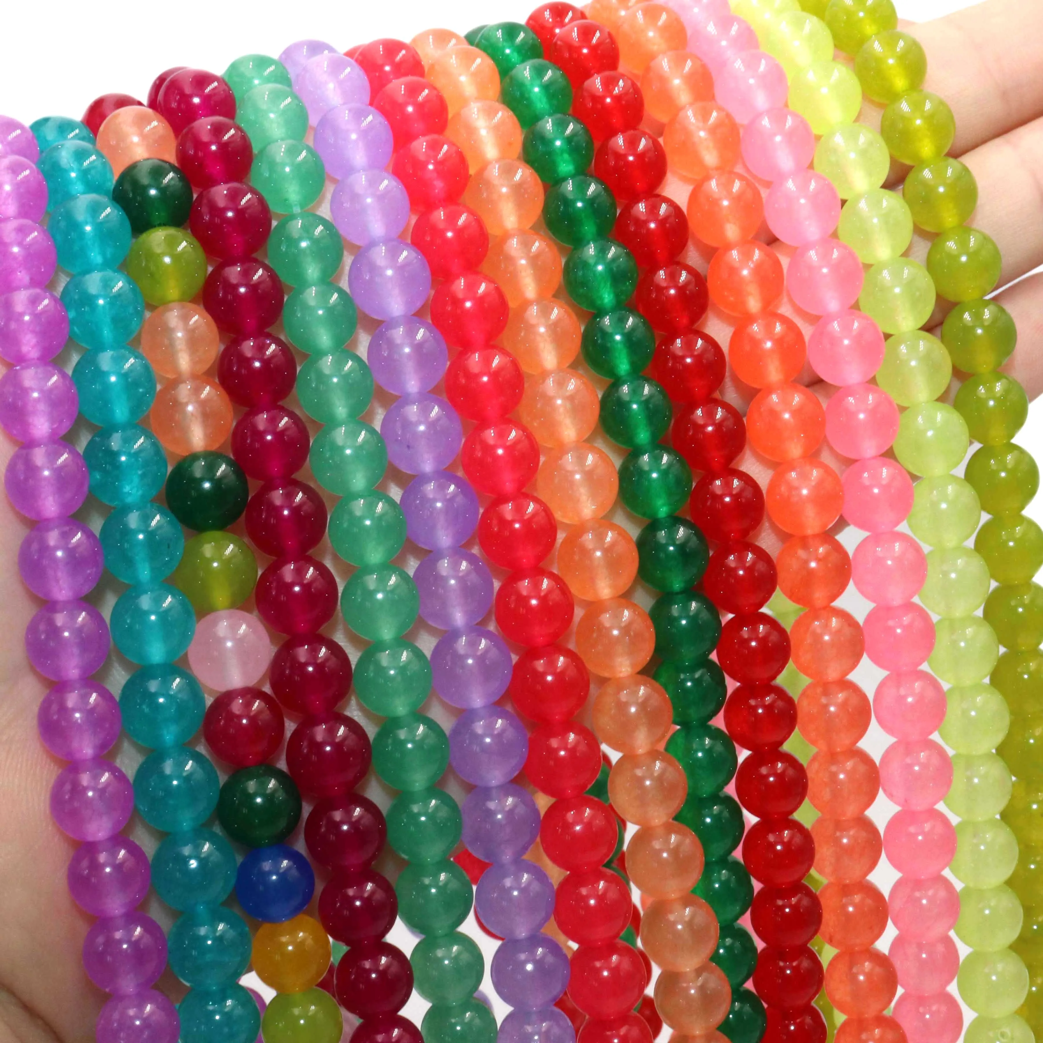 Natural Stone Round Colorful Jades Agates Loose Spacer Beads For Jewelry Making DIY Bracelet Earrings Accessories 4/6/8/10/12mm