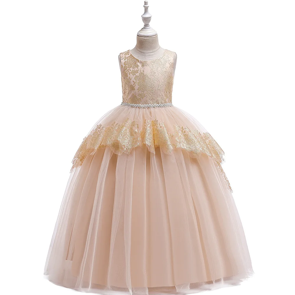 New Teen Formal Bride Costume Princess Dress Flower Prom Kid Dresses For Girls Children Ball Gown Evening Party Wedding Dresses