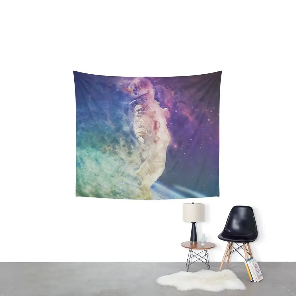 Astronaut Dissolving Through Space Tapestry Wall Hanging Blanket Bedroom Bedspread Throw Cover Home Decor Beach Mat Tapestries