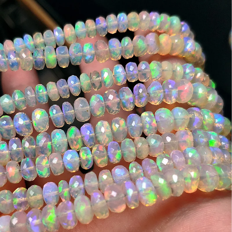 loose beads AAAA  rainbow opal roundelle faceted 6-8mm for DIY making jewelry necklace 16cm FPPJ wholesale