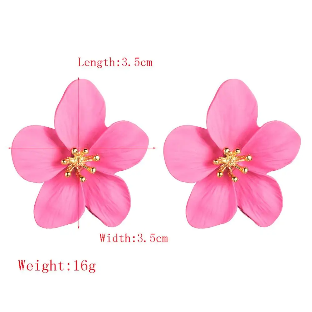 Design cute Fashion Jewelry Big Double Flower stud Earrings For Women Summer Style Party Wedding Exaggerated black Earrings gift