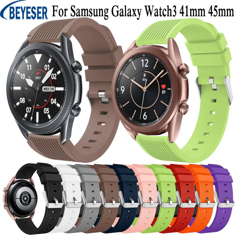 

20mm 22mm Soft Silicone Watchband Straps for Samsung Galaxy Watch 3 41mm Wristband Bracelet for Samsung Galaxy Watch 3 45mm Band