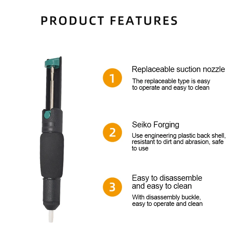 Desoldering Pump Suction Tin Vacuum Soldering Iron Desolder Gun Welding Solder Sucker Plastic Powerful Removal Tools With Nozzle