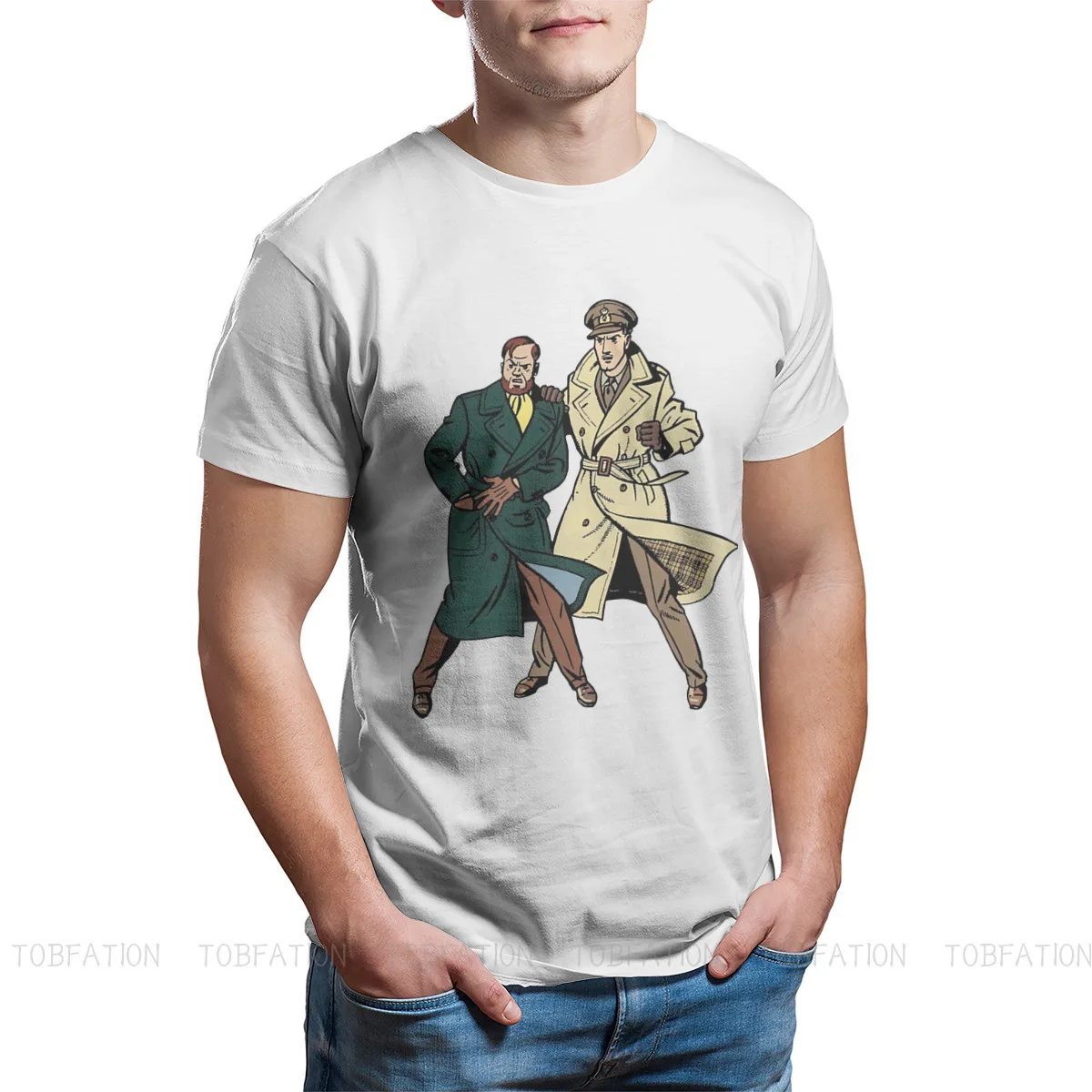 Blake and Mortimer Belgian Comics TShirt for Men The Yellow M La Marque Jaune Soft Leisure Tee T Shirt Novelty Trendy Loose