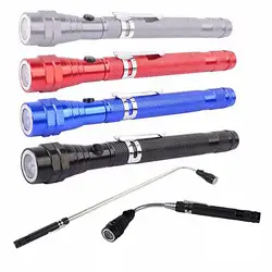 3-LED Magnetic Flashlight Pen Torch Retractable Free Bending Car Repair Light Small Pocket Linterna for Professional Working