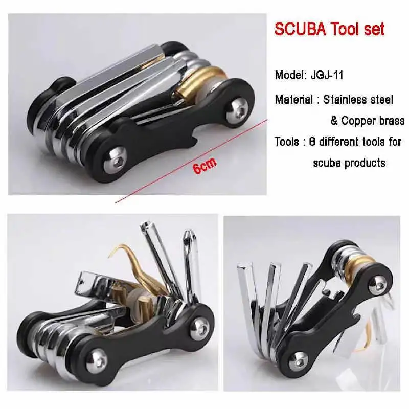 8 In 1 Multi Tool Wrench Screwdriver Regulators Adjusting Dive Diver Scuba Diving O-Ring Pick Swim Paddles Wakeboard Equipment