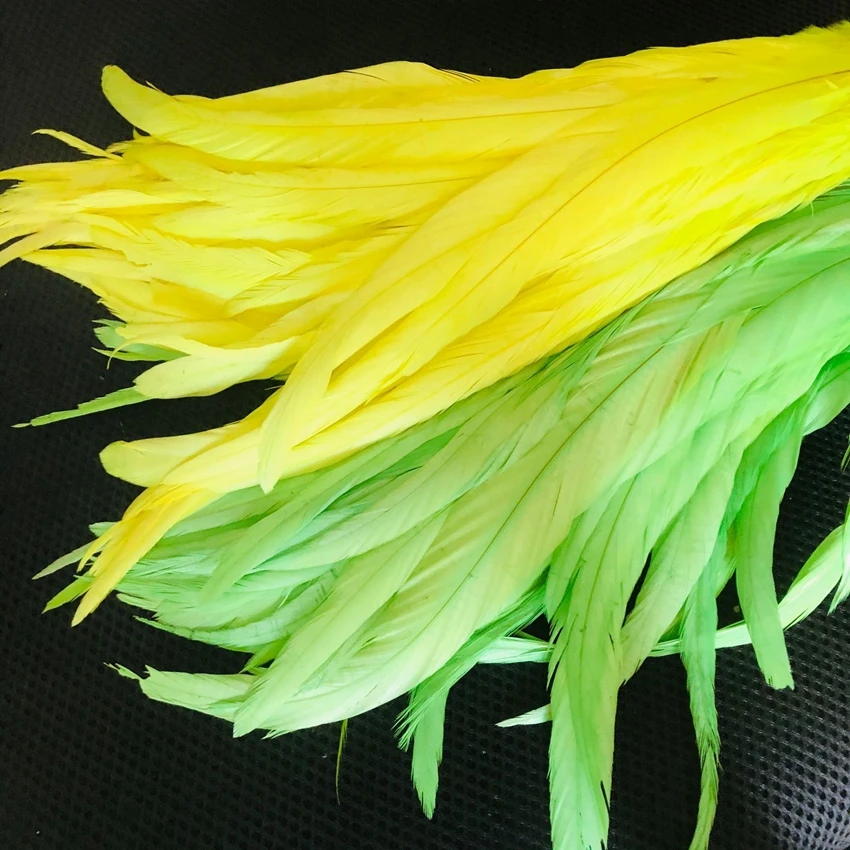 Moda 100 pz 25-30cm 10-12 pollici piume di coda di gallo fluorescente per la decorazione artigianato piuma matrimonio Cafts fai da te accessori