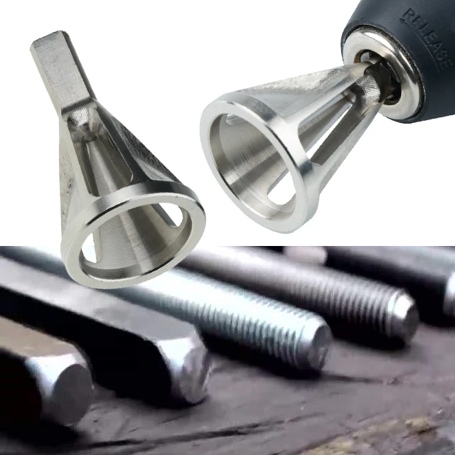 Herramienta de desbarbado de chaflán externo, Extractor de tornillo de broca de diamante, herramientas de extracción de rebaba de acero inoxidable para perforación de Metal