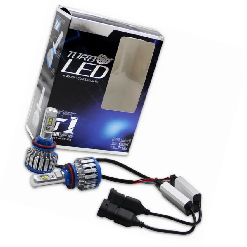 T1 car Turbo canbus 10000 Lumens Extremely Bright 1:1 Design H11 H8 H16 All-in-One LED Headlight Bulbs/Fog Lights/DRL,White