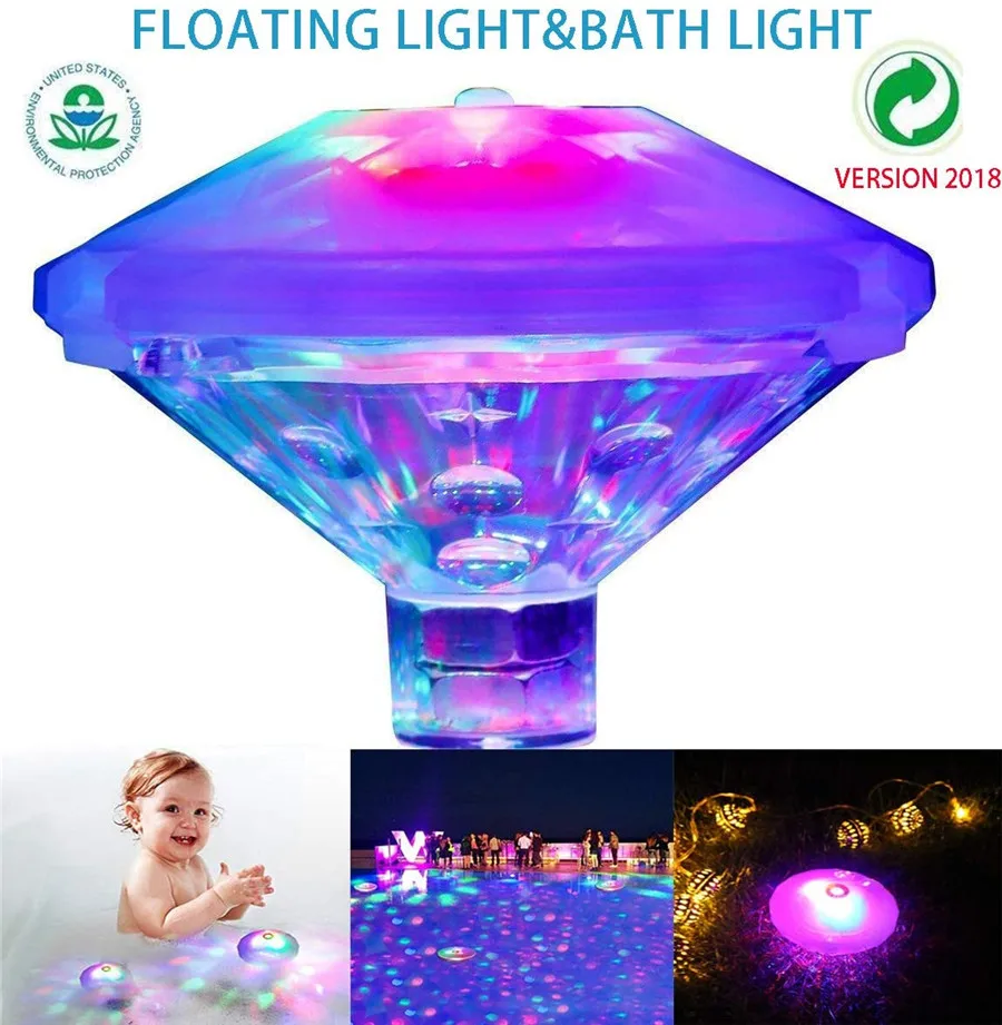 

RGB Floating Underwater Light Submersible LED Disco Light Glow Show Swimming Pool Lights Hot Tub Spa Waterproof Baby Bath Light