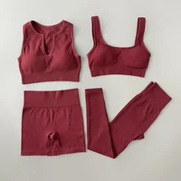 Seamless Yoga Set Ribbed Workout Outfits for Women 2/4 Piece Sport Bra High Waist Shorts Yoga Leggings Sets Fitness Gym Clothing - Image 5
