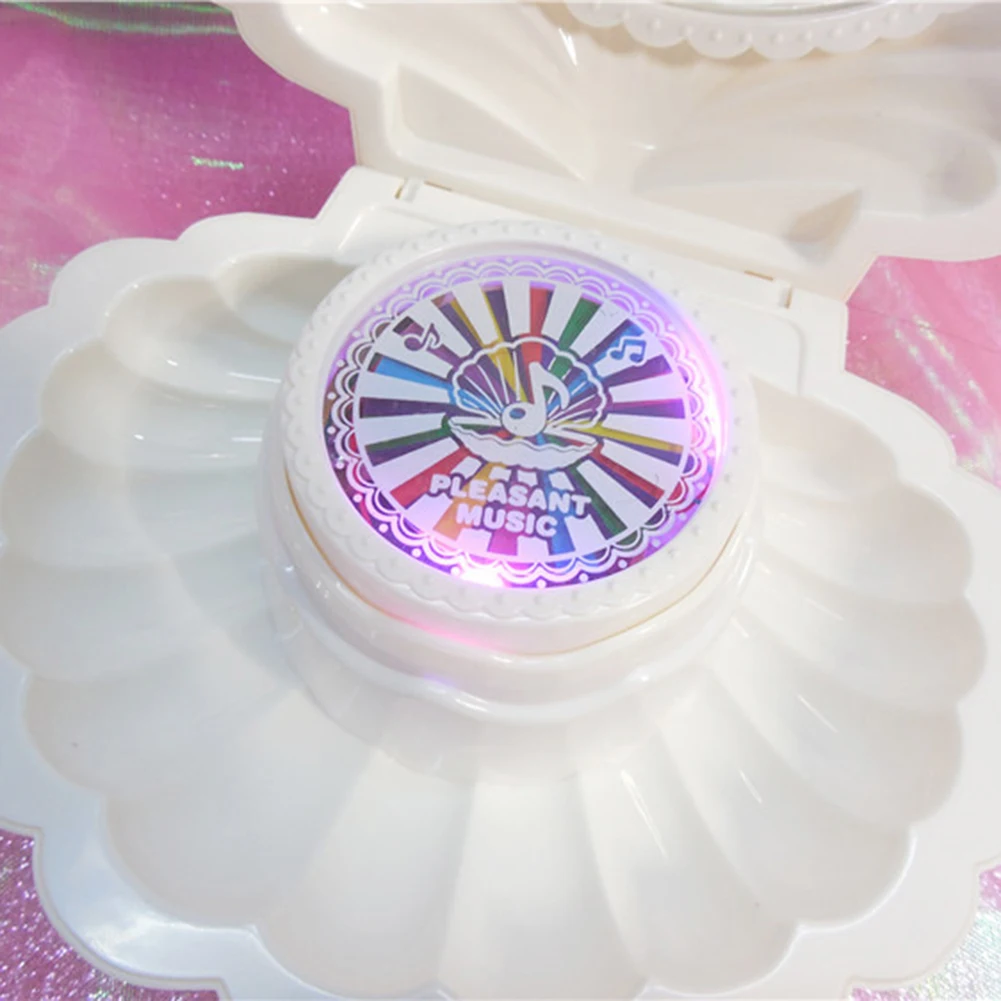 HOT!! Jewelry box Shell Shaped Rotating Girl LED Flashing Music Box Musical Toy Kids Xmas Gift Geometric Music baby room decor