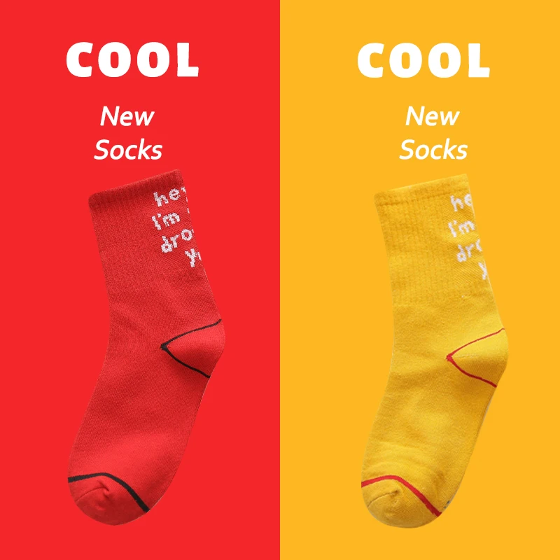 5Pairs/lot Kids Socks Autumn Winter Cotton Baby Socks Cool Letter Boys Socks Coloful Fashion Children Socks