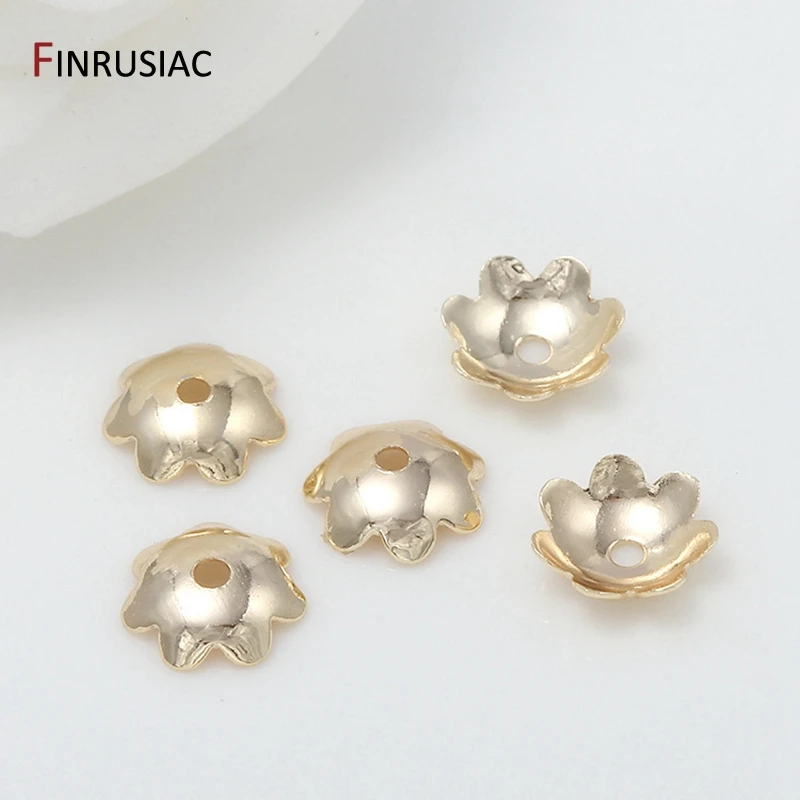 14k gold plated brass metal 7 Types small thin flower beads cap for diy jewelry making bead caps accessories