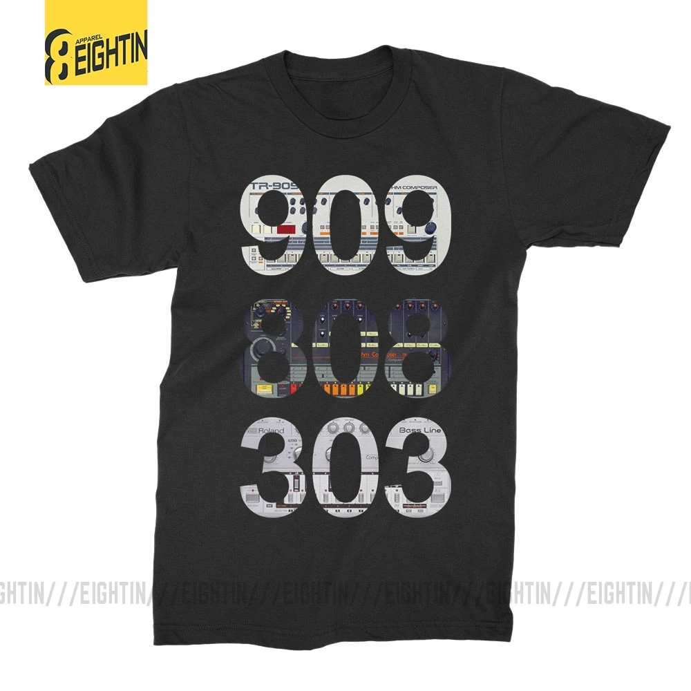 Roland 909 808 303 Classic Synth Drum Machine T Shirt Men Clothing 100% Cotton Short Sleeve Tops Crew Neck Printed Tees