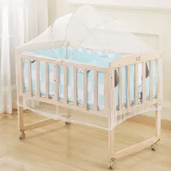 Newborn Baby Crib Mosquito Net With Holder Arch Portable Foldable Crib Anti-Mosquito Cover Suitable For 80-120Cm Infant Bed