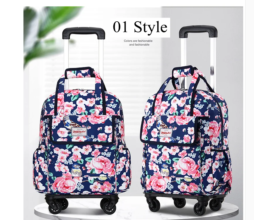 20 Inch Vrouwen Reizen Trolley Tassen Vrouw Handbagage Hand Luggae Tas Rolling Tassen Vrouwen Cabine Wielen Rugzak met Wielen