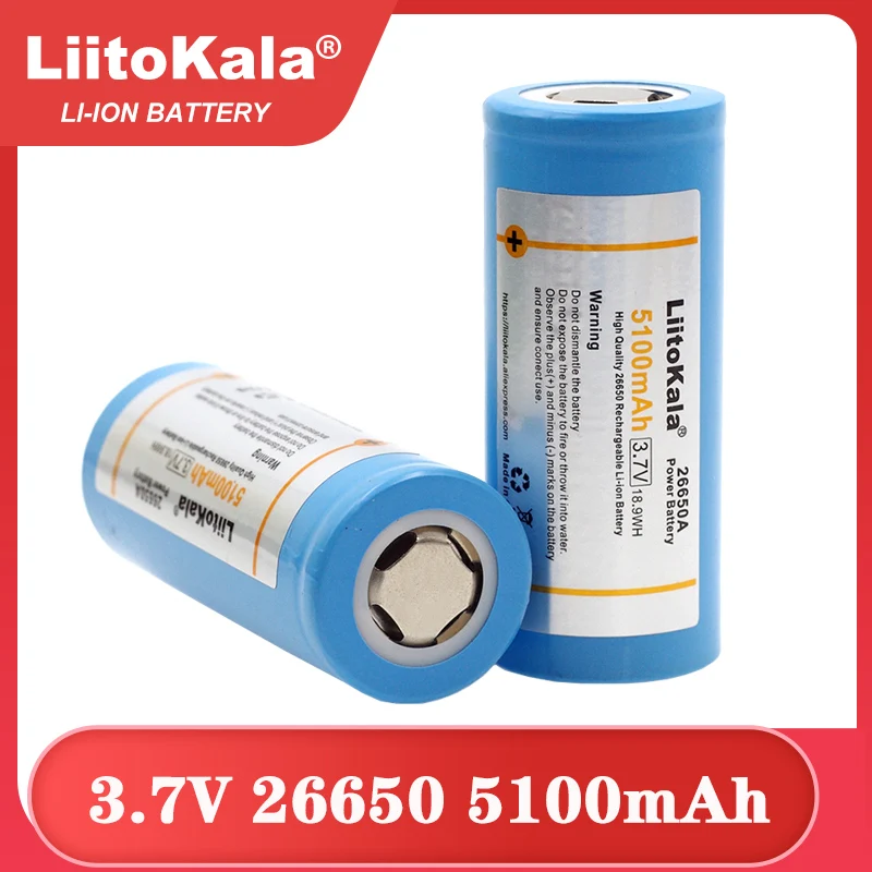 LiitoKala 26650-50A 5100mAh 26650 litowo-jonowy 3.7v akumulator do latarki 20A 3.6V akumulatory