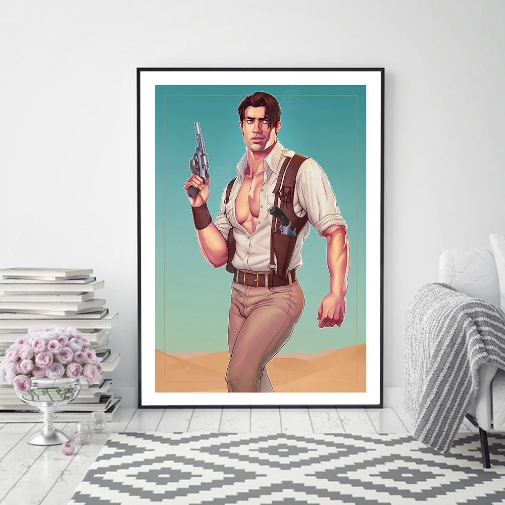 Rick O'Connell Mummy Art Print Brendan Fraser Poster Movie Canvas Painting Wall Picture Nordic Home Decor Frameless Painting