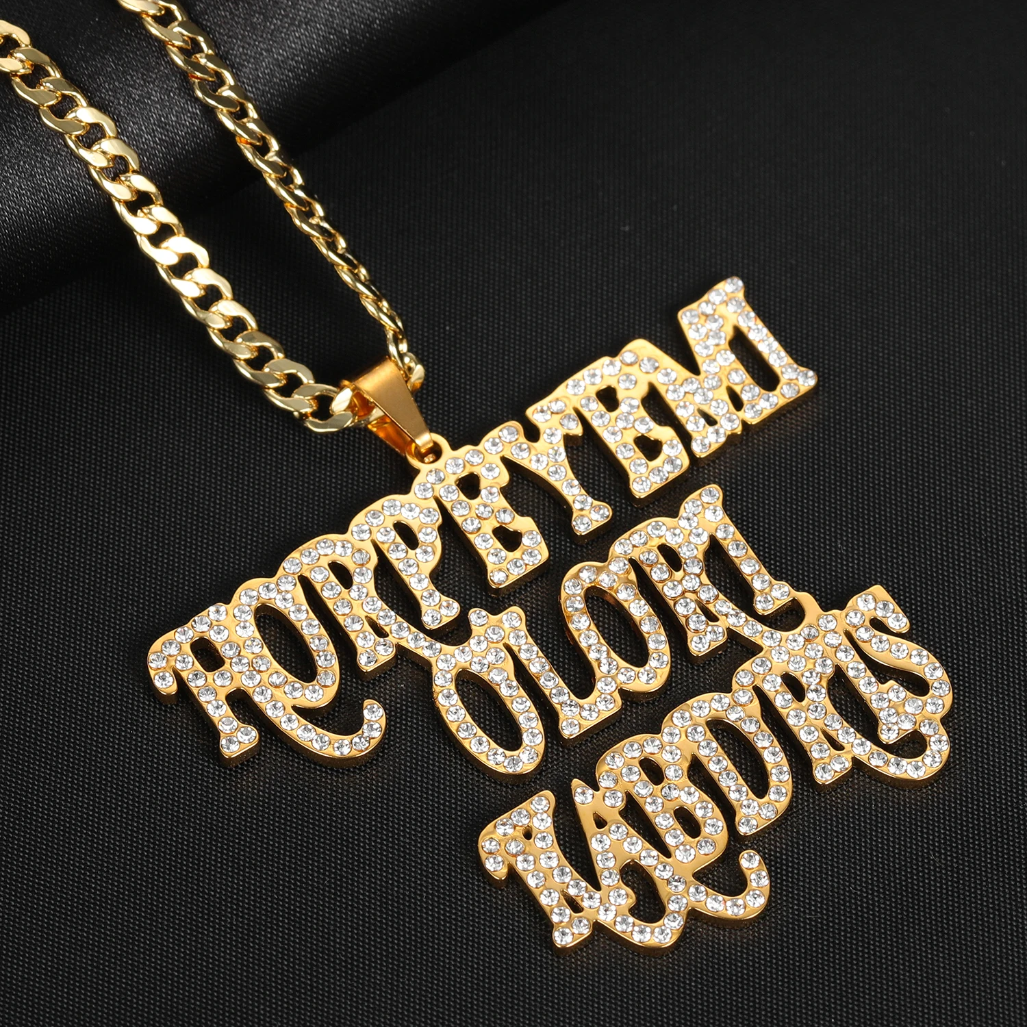 Custom 18K gold plated Stainless Steel Name Necklace Iced Out Men's Zircon Hip Hop Jewelry Cuban Chain Necklace Christmas Gifts
