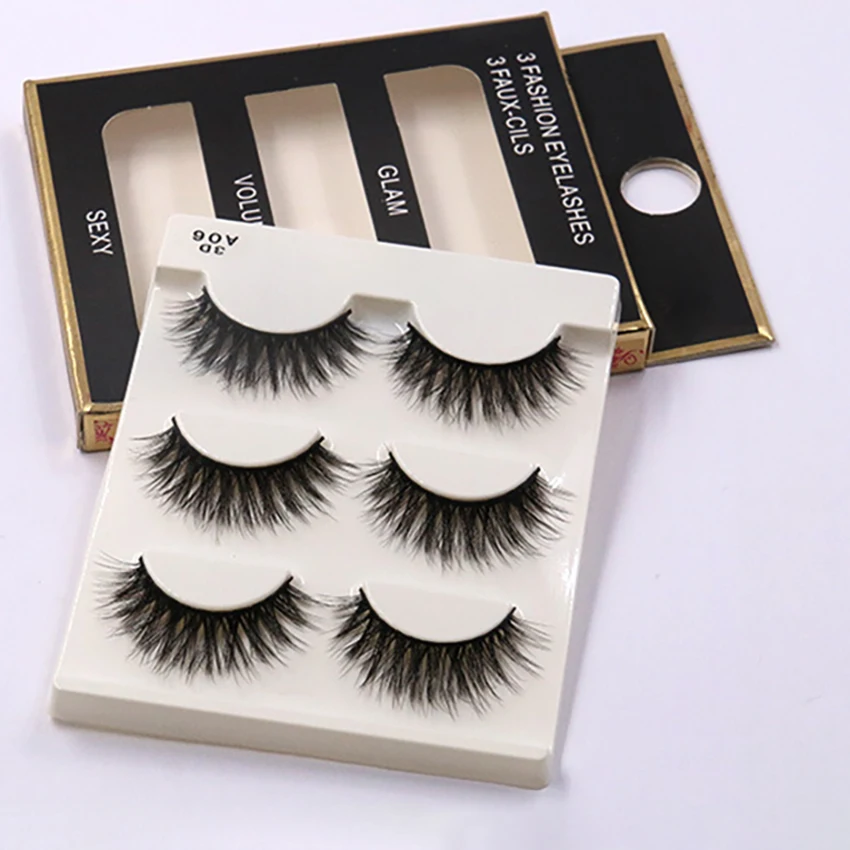 1ชุด6 In 1 3D ธรรมชาติขนตาปลอม Crisscross ขนตาปลอม Extension แต่งหน้าผ้าฝ้ายสีดำขนตาปลอมขนตาปลอม