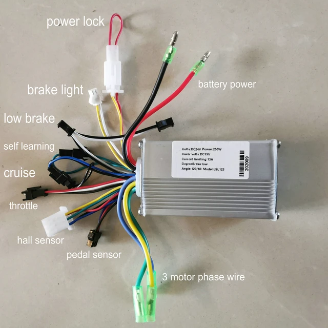 6Mosfet BLDC Controller Sensorless 24v36v48v60v 250w350w Hall LInear EBS  Brake/Cruise for Electric Bike Scooter MTB ATV Tricycle - AliExpress 1420