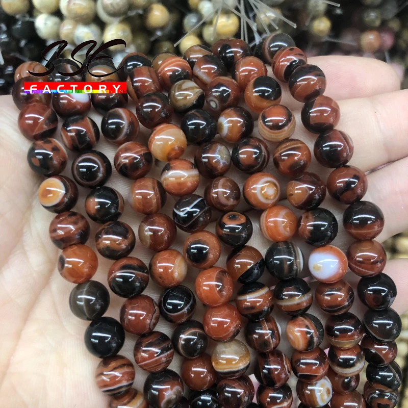 Wholesale Dream Stripes Onyx Agates Round Loose Beads Natural Stone Beads For Jewelry Making 4 6 8 10 12mm Pick Size 15