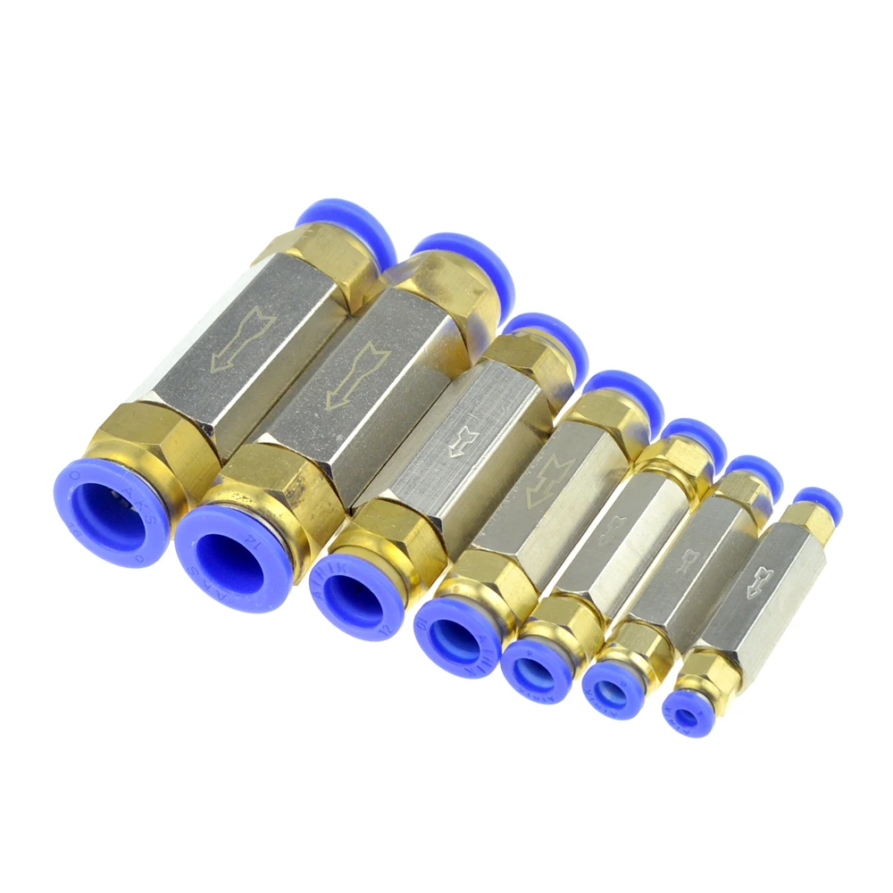 Pneumatic Check Valve 6mm 8mm 10mm 1/4 OD Hose One Way Valve Air Gas Single Way Brass Valve Air Compressor Pipe Fitting Adapter