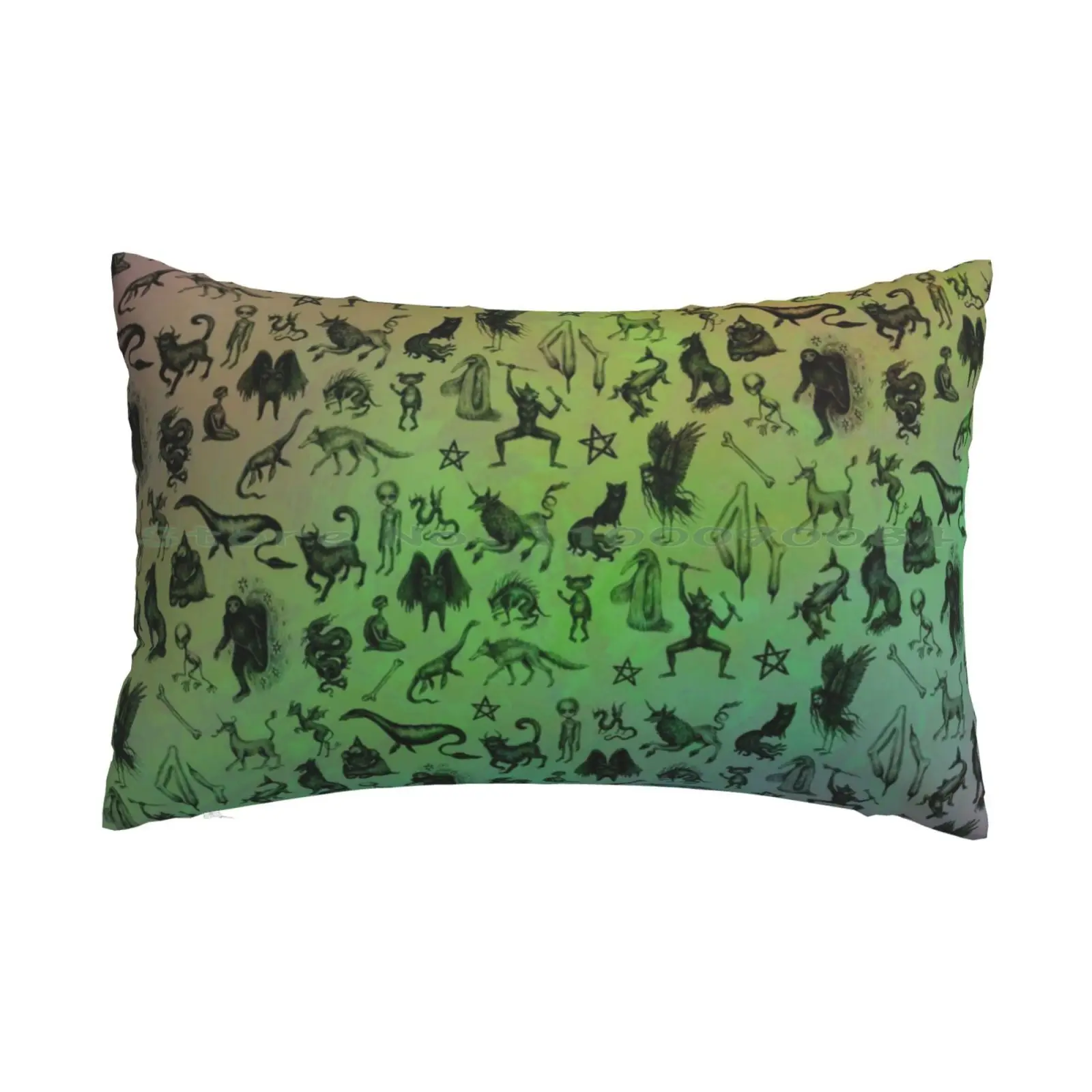 Rainbow Cryptids Pillow Case 20x30 50*75 Sofa Bedroom Cryptid Sasquatch Mothman Fairy Spooky Mythology Folklore Magick Nature