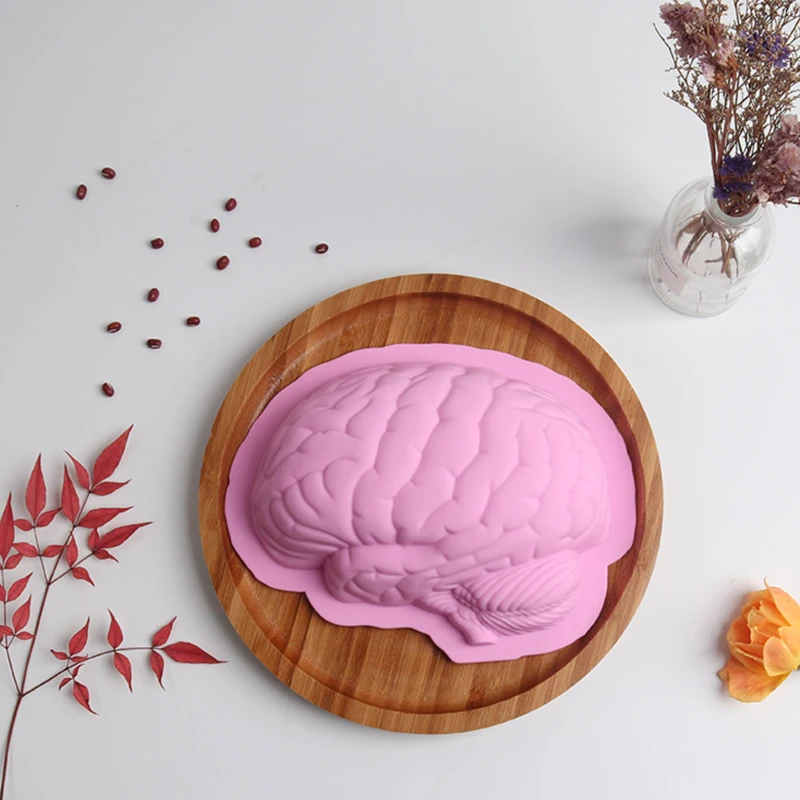 3D Brain Silicone Mold for Candle DIY Realistic Human Organs Baking Cake Mould Dessert Kitchenware Halloween Horribly Decor Gift