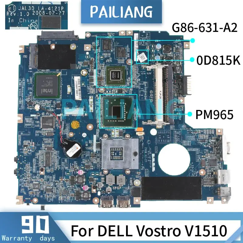 

For DELL Vostro V1510 Mainboard CN-0D815K LA-4121P G86-631-A2 PM965 Laptop motherboard DDR2 tested OK