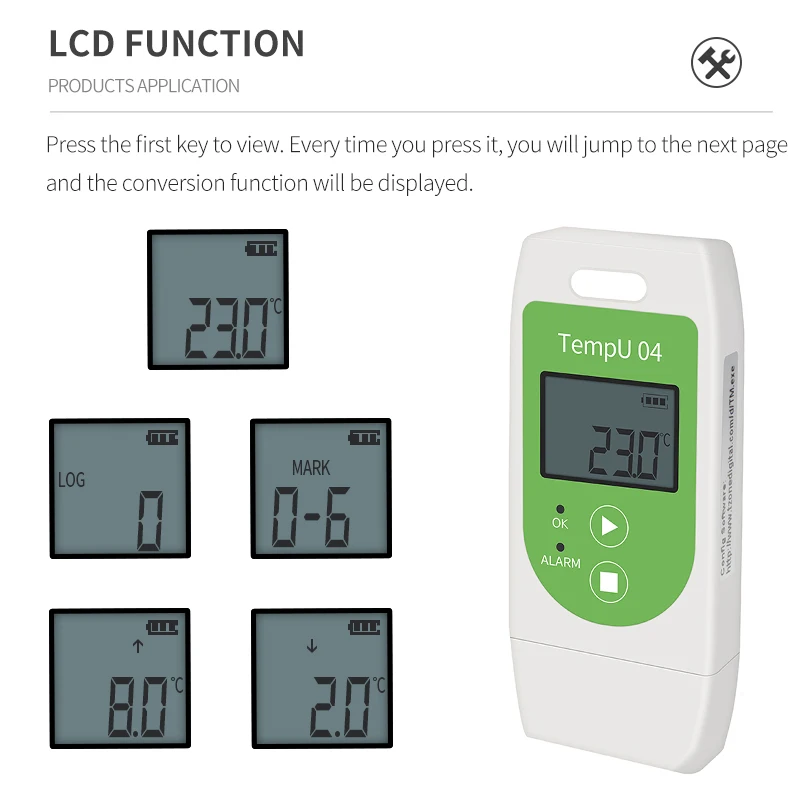 TempU04 USB Temperature Data Logger Reusable Temperature Recorder PDF Report Temperature Record Instrument