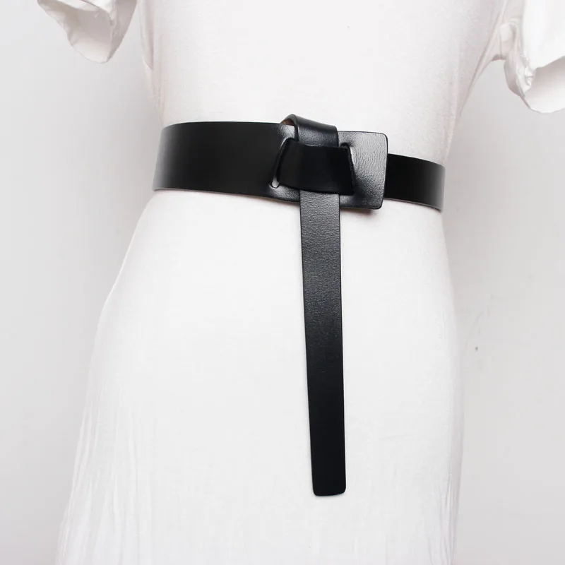 Ladies wide belt blouse decoration coat waist with skirt sweater black leather waist seal to match simple everything