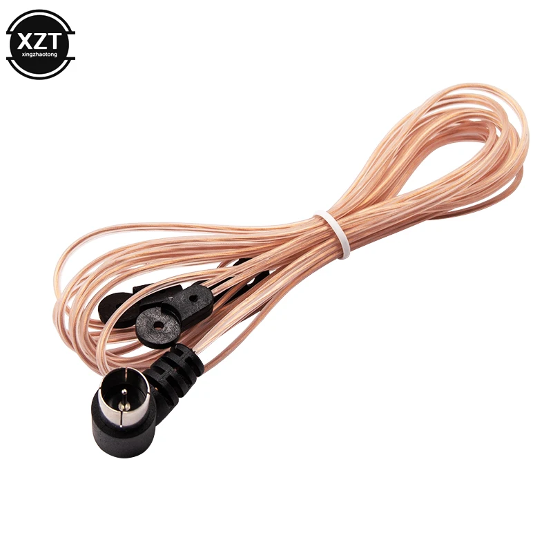 Antena de rádio fm 75 ofm dipolo interno t antenas receptor aéreo de cobre hd tipo macho conector f para estações de rádio fm interior