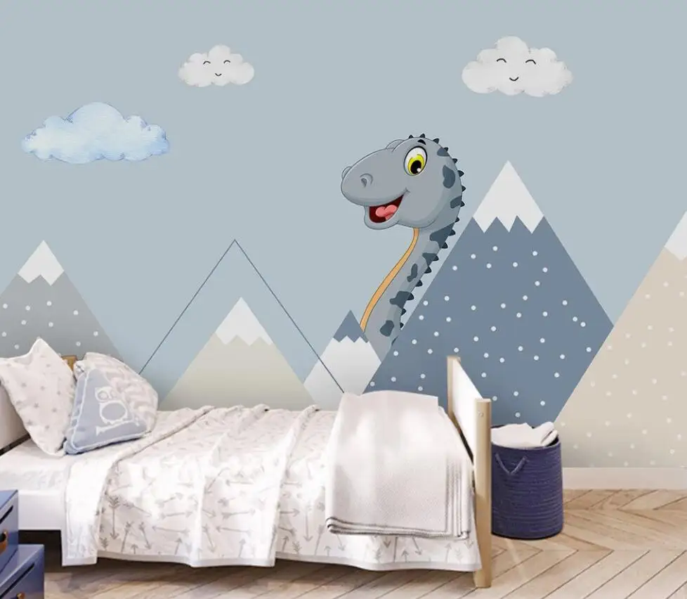 

Carton Kids Bedroom Wall Paper Animal Dinosaur Mural Photo paper Contact 3d Murals Canvas paper