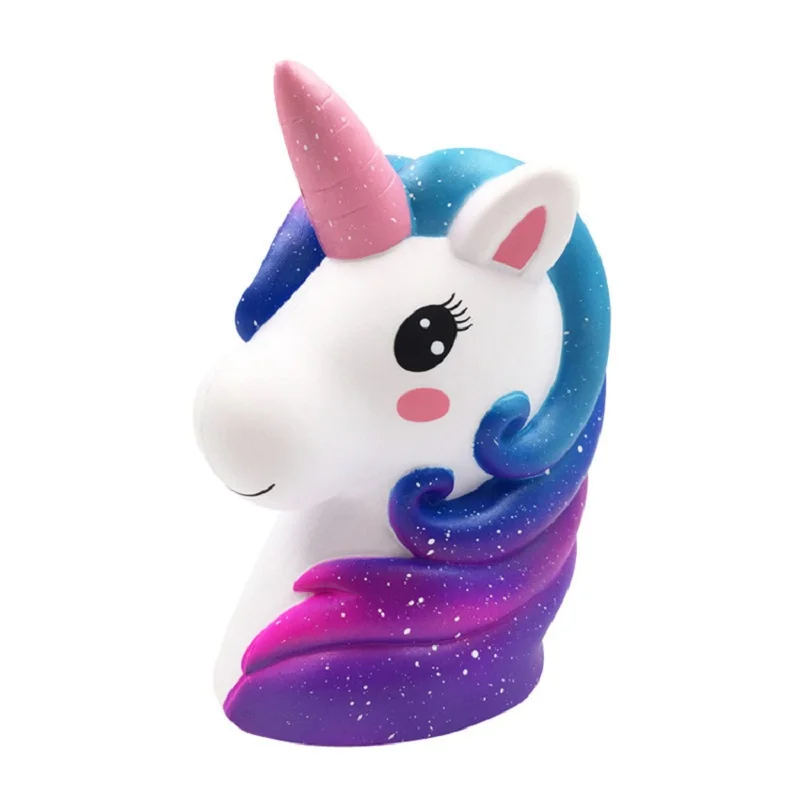 Jumbo Colorful Unicorn Head Squishy Soft Slow Rising Scented Squishy Kids Grownups Stress Relief Squeeze Toys Toy 13*11*7.5 CM