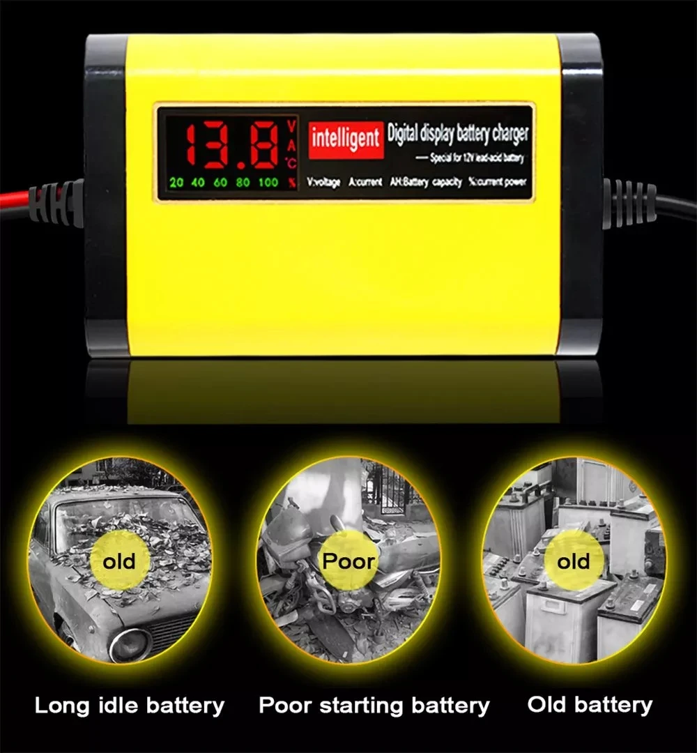 12V 2A LCD Display Smart Charger For 12V Motorcycle Car Fully Automatic Charge Adapter Lead Acid Gel Battery Charger 110V 220V