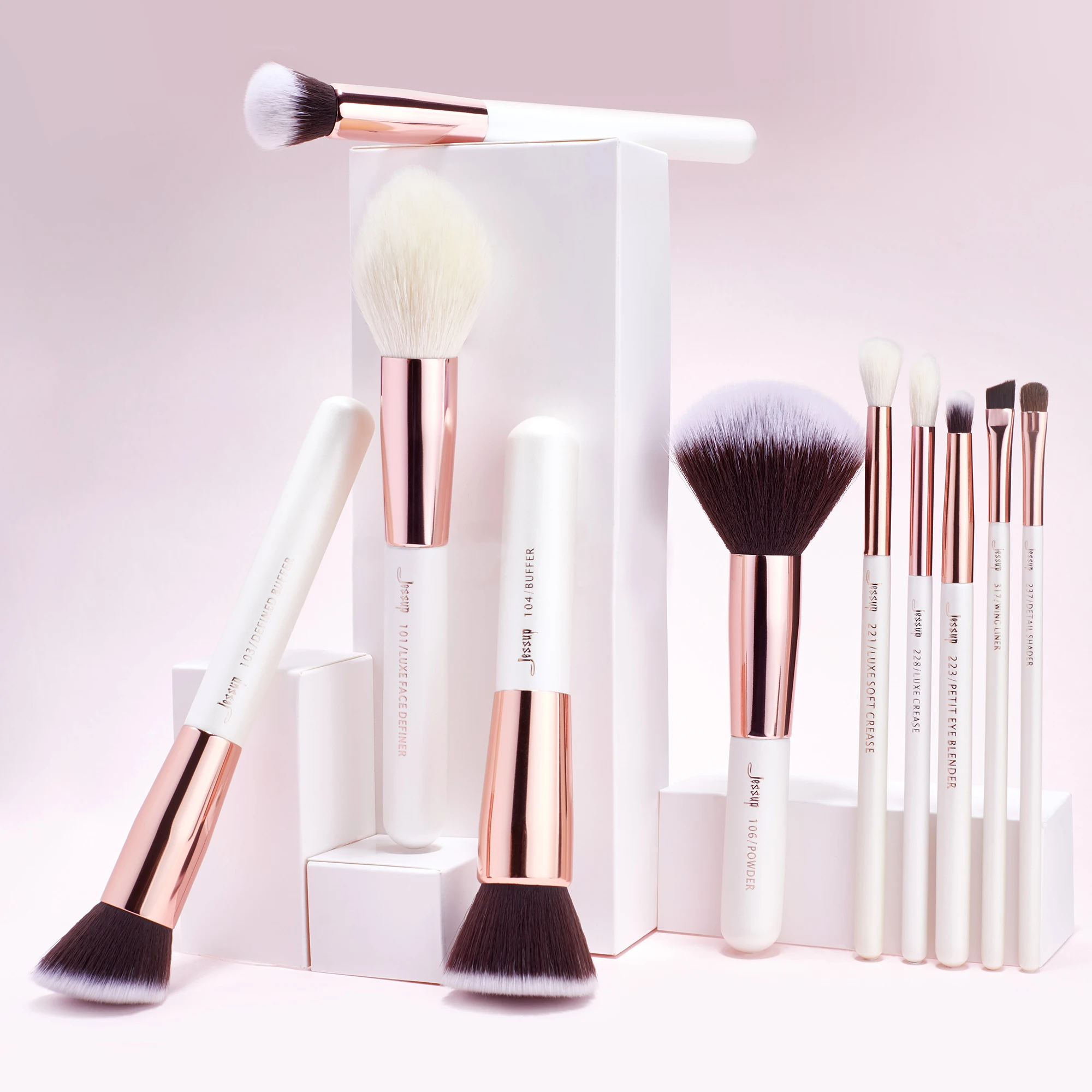 Jessup 25pcs Professional Makeup Brushes set Make up Brush Tools kit Foundation set Powder Blushes Beauty Pearl White T215