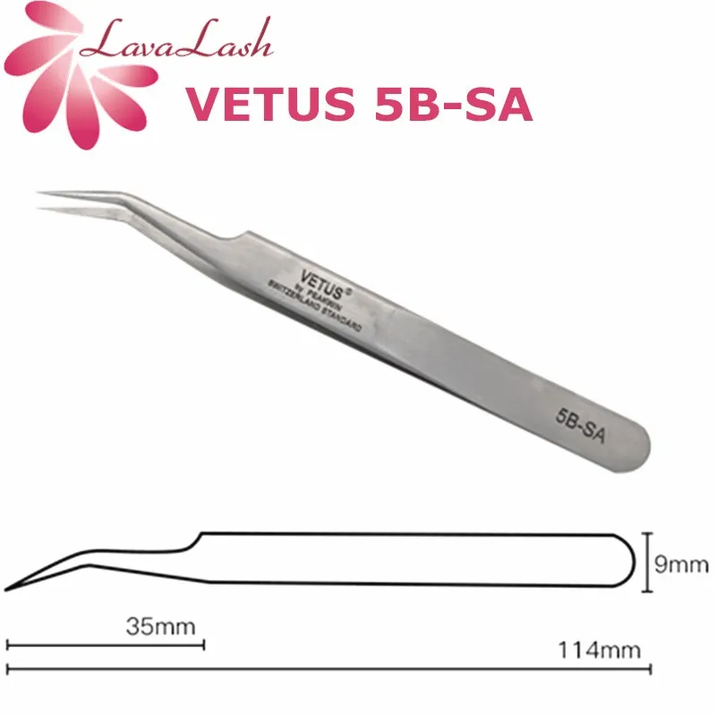 VETUS 5B-SA Tweezers For Eyelash Extension Professional Stainless Steel False Eyelash Tweezers Non-magnetic 3D accurate tweezers