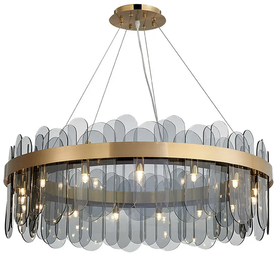 postmodern designer ring Glass sheet chandelier lighting for living room bedroom luxury home decoration hanging lamp fixtures