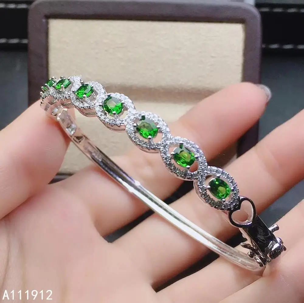 

KJJEAXCMY fine jewelry natural diopside 925 sterling silver new women hand bracelet wristband support test popular