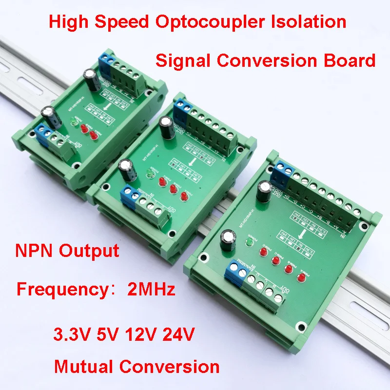 High-speed Optocoupler Isolated Signal Converter Board Frequency 2MHZ Digital Signal Level Conversion PLC Input NPN Output