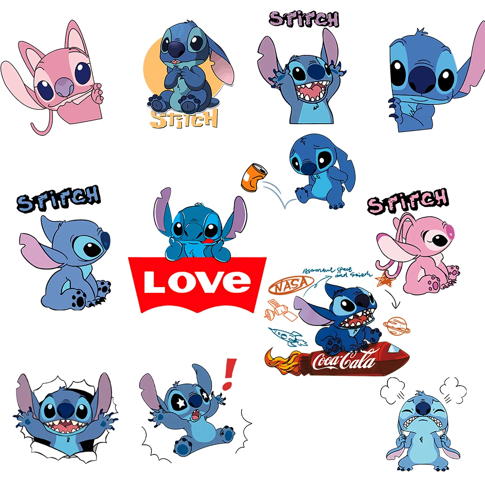 Lilo & Stitch Cartoon Stitch Patch Iron on Heat Transfer Sticker for Women Kids T-shirt Cartoon Iron-on Transfers for Clothing