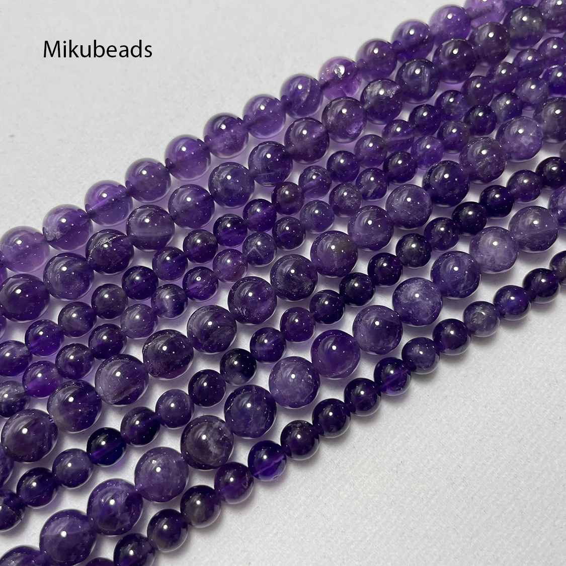 Wholesal Natural 8mm A grade Amethyst Quartz Crystal Smooth Round Stone Loose Beads For Making Jewelry DIY Necklace Strand 15