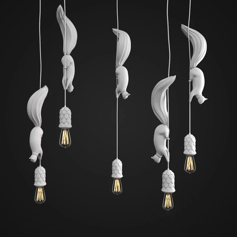 Imagem -06 - Nordic Resin Squirrel Led Pendant Lights Modern Industrial Hanging Animal Lamp para o Quarto das Crianças Luminárias de Cozinha Loft Decor