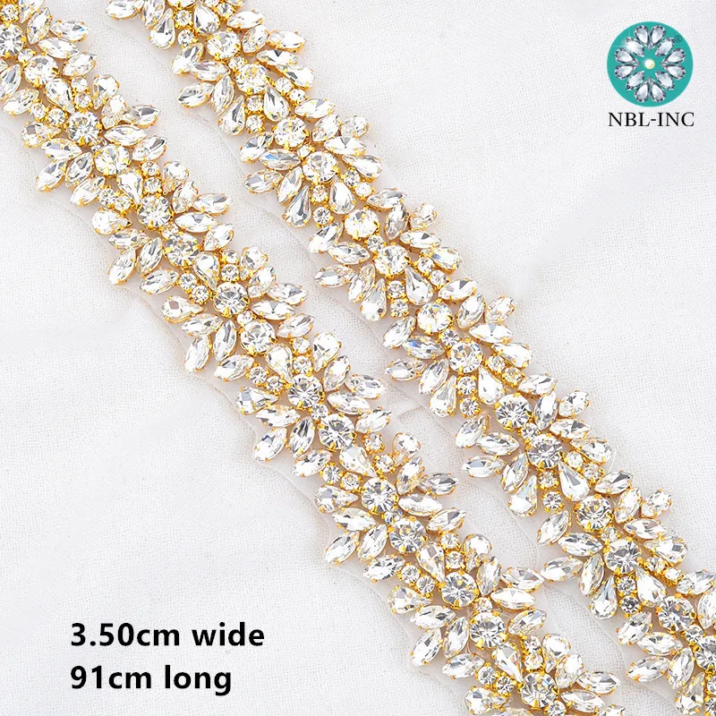 (1 PC) Rhinestones Bridal belt diamond wedding dress belt crystal satin wedding sash trim for wedding dress accessories WDD0278