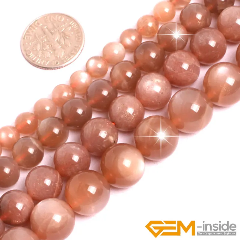 Natural Stone Gray Flash Moonstone Round Beads For Jewelry making Strand 15\