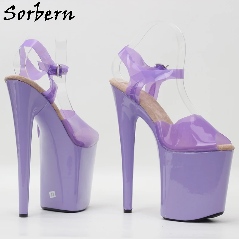 Sorbern Transparent Pvc Women Sandals Slingbacks Metallic Platform Summer Shoes Exotic Pole Dancer Heels Extreme High Open Toe